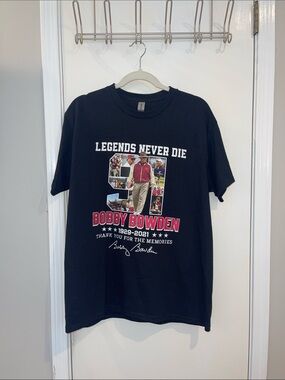 FSU Bobby Bowden 'Legends Never Die' Black Memorial T-Shirt